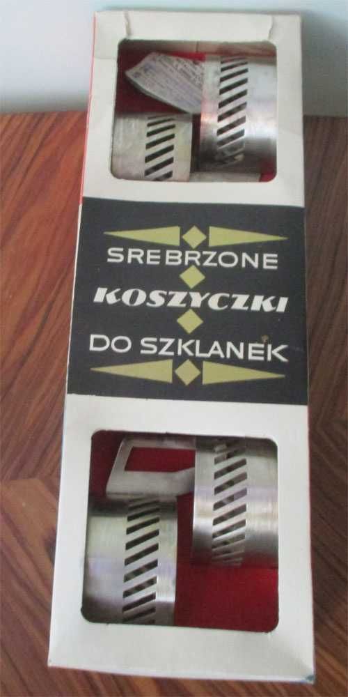 Srebrzone koszyczki do szklanek - PRL