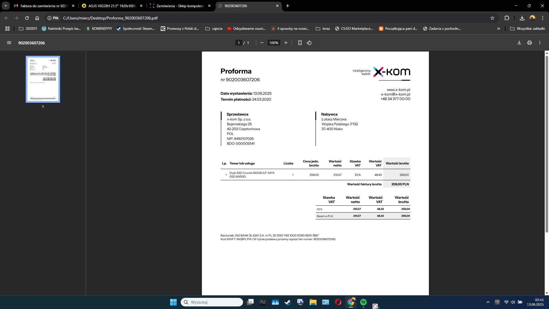 Sprzedam komputer Rzeszów plus monitor