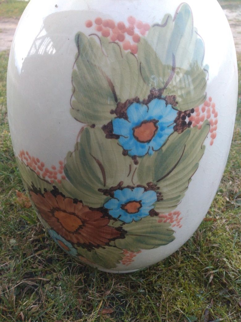 Wazon stary PRL kwiaty antyk vintage wiejski sielski ceramika