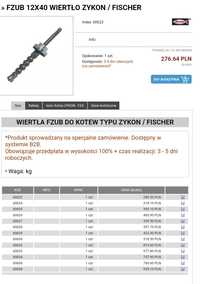 Wiertło FZUB do kotew typu zykon / FISCHER 12x40 - nowe