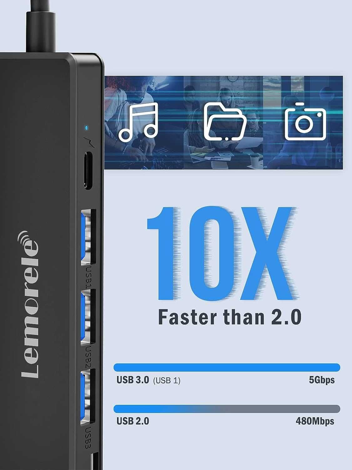 Lemorele TC70L 7in1 USB-C HUB Macbook 100W HDMI 4K 3x USB  SD Adapter