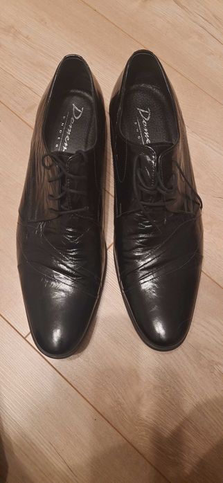 Półbuty skórzane, czarne lakierki rozmiar 44, eleganckie