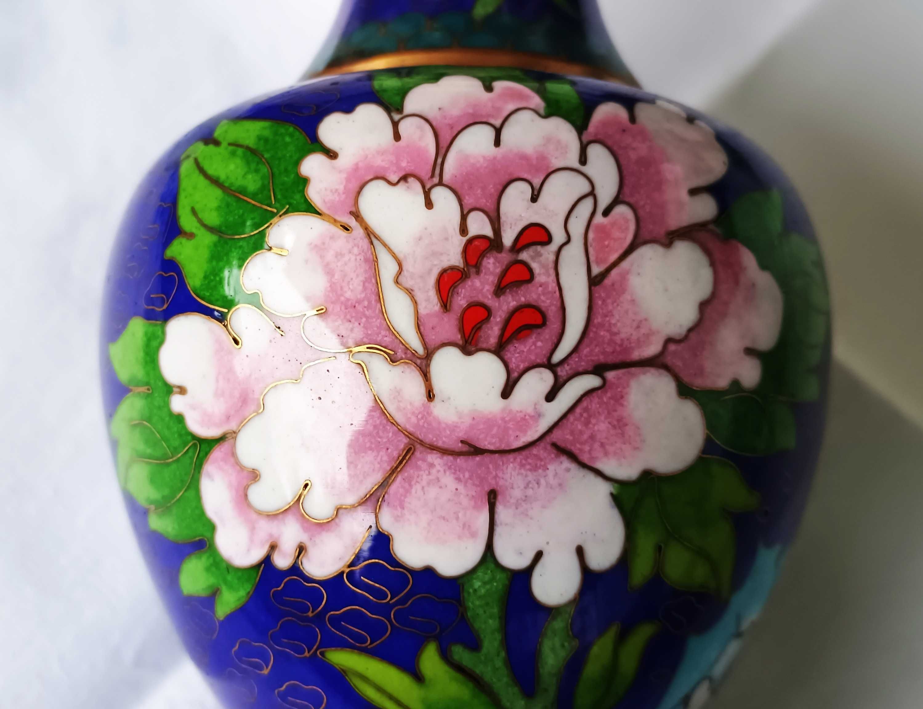 Wazon Cloisonne, emalia komórkowa