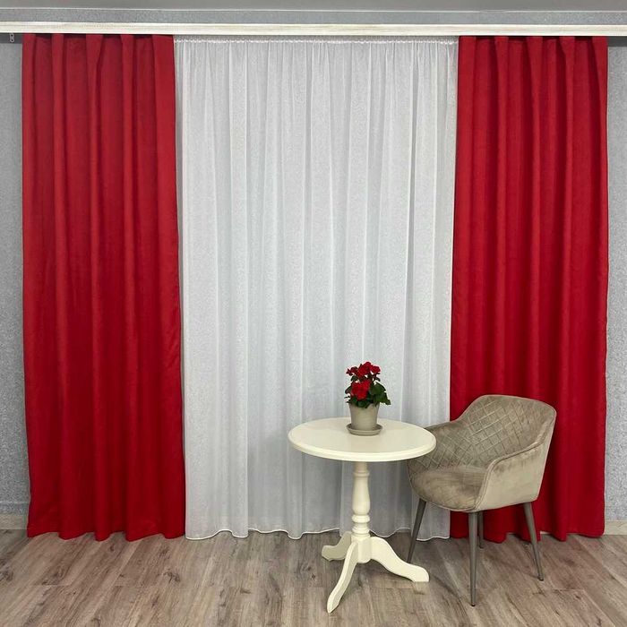 Комплект штор блекаут червоний 135*260 см 2 шт  стильний акцент у домі