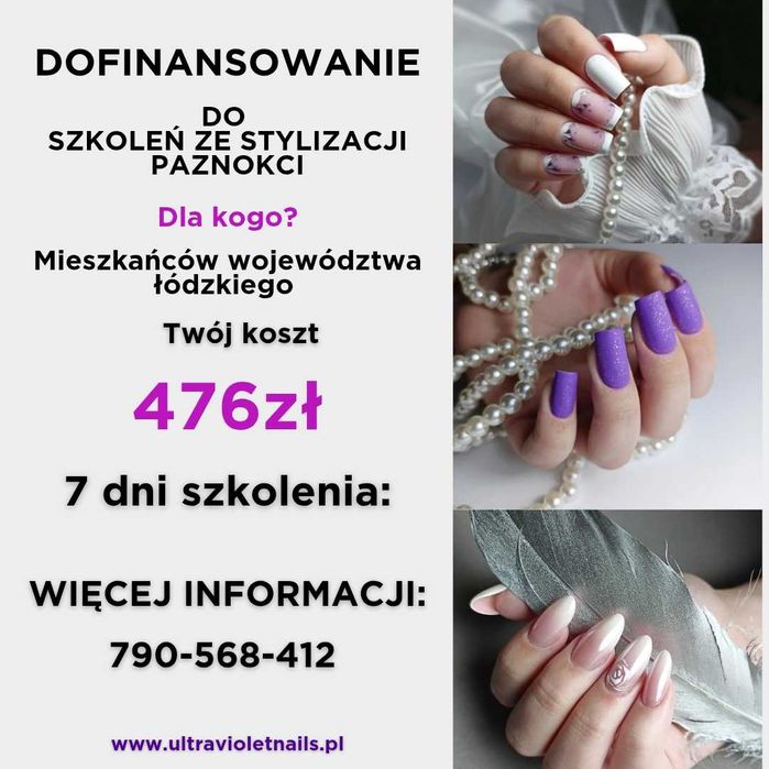 Szkolenie,  manicure, przedłużanie paznokci - Dofinansowanie 93%