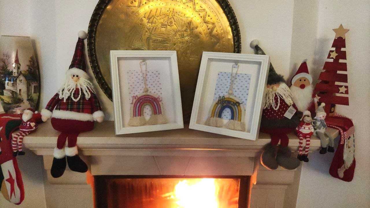 Quadro/arcoiris com nome personalizado para bebé - Macramé