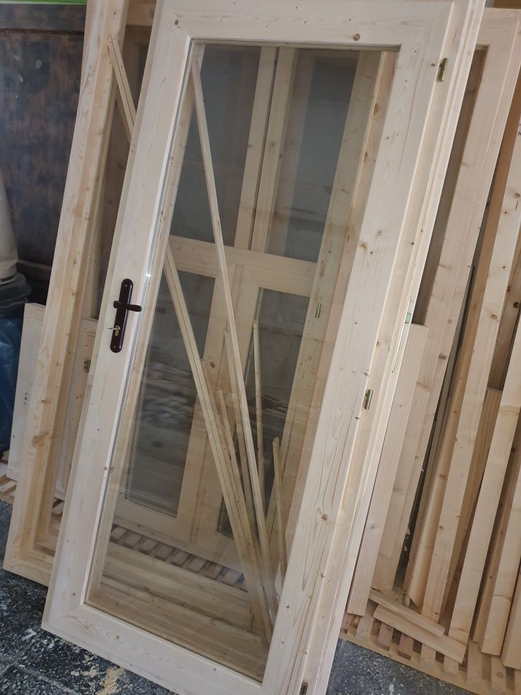 Drzwi drewniane tarasowe 90 x 200