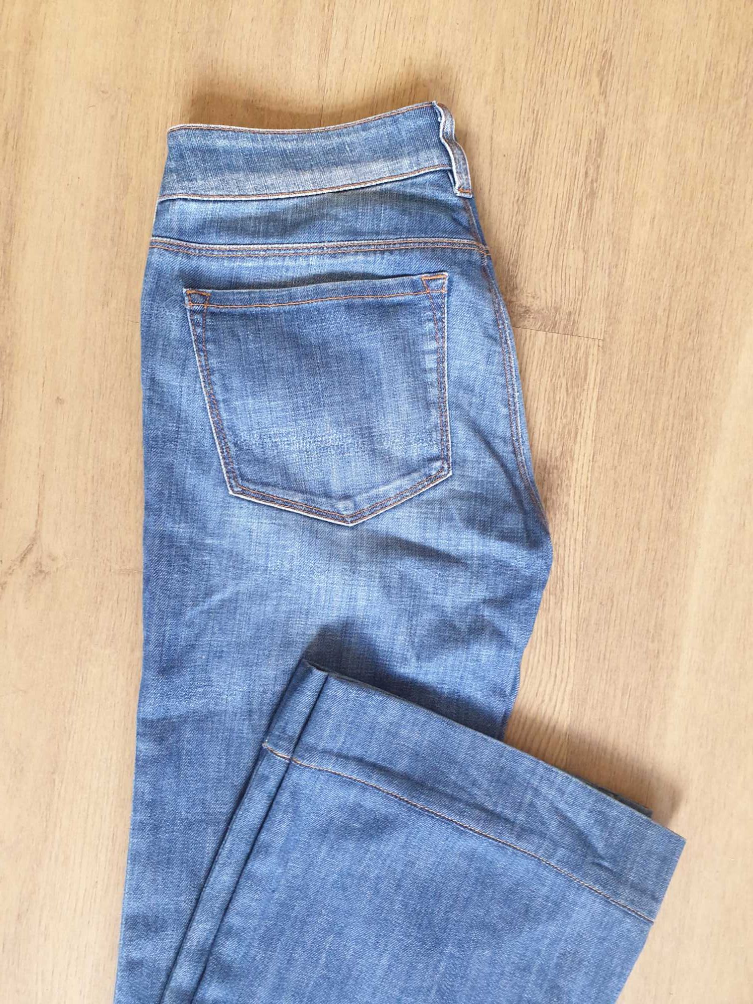 Super Jeansy made in italy spodnie rozszerzane niebieskie przecierane