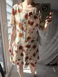 Sukienka vintage kremowa w kwiaty L 40 taliowana