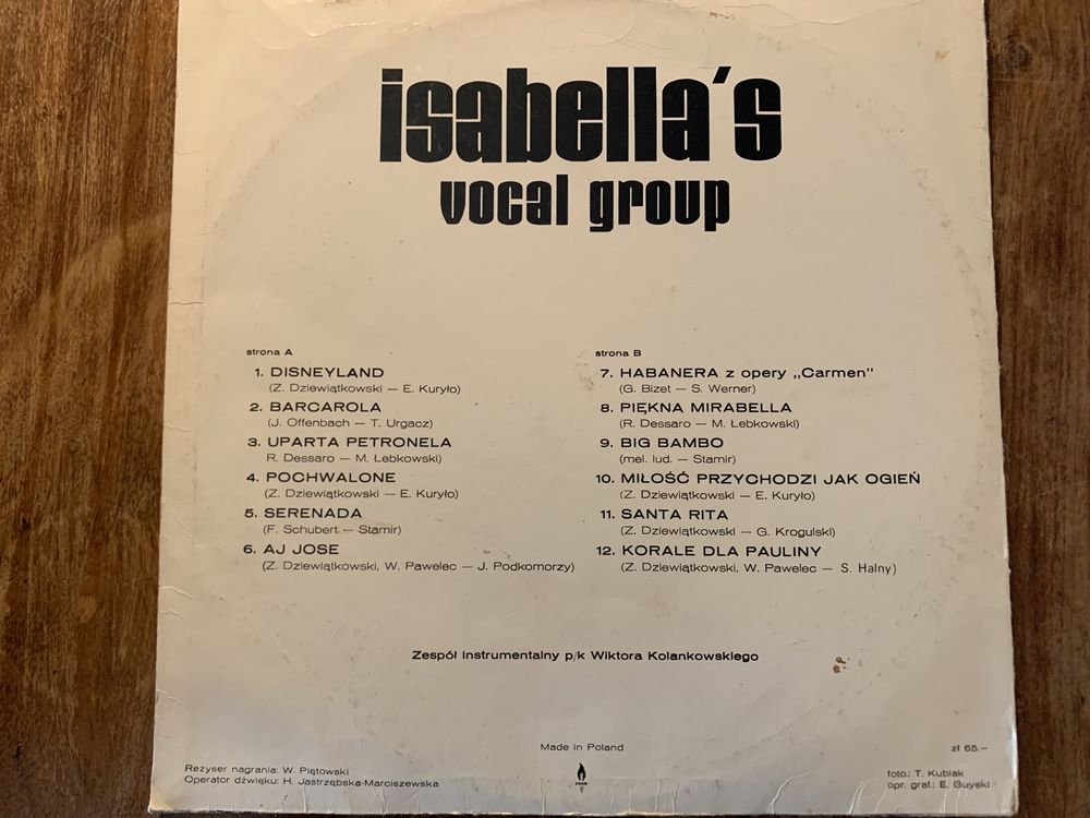 Płyta winylowa - Isabella'scvocal Group