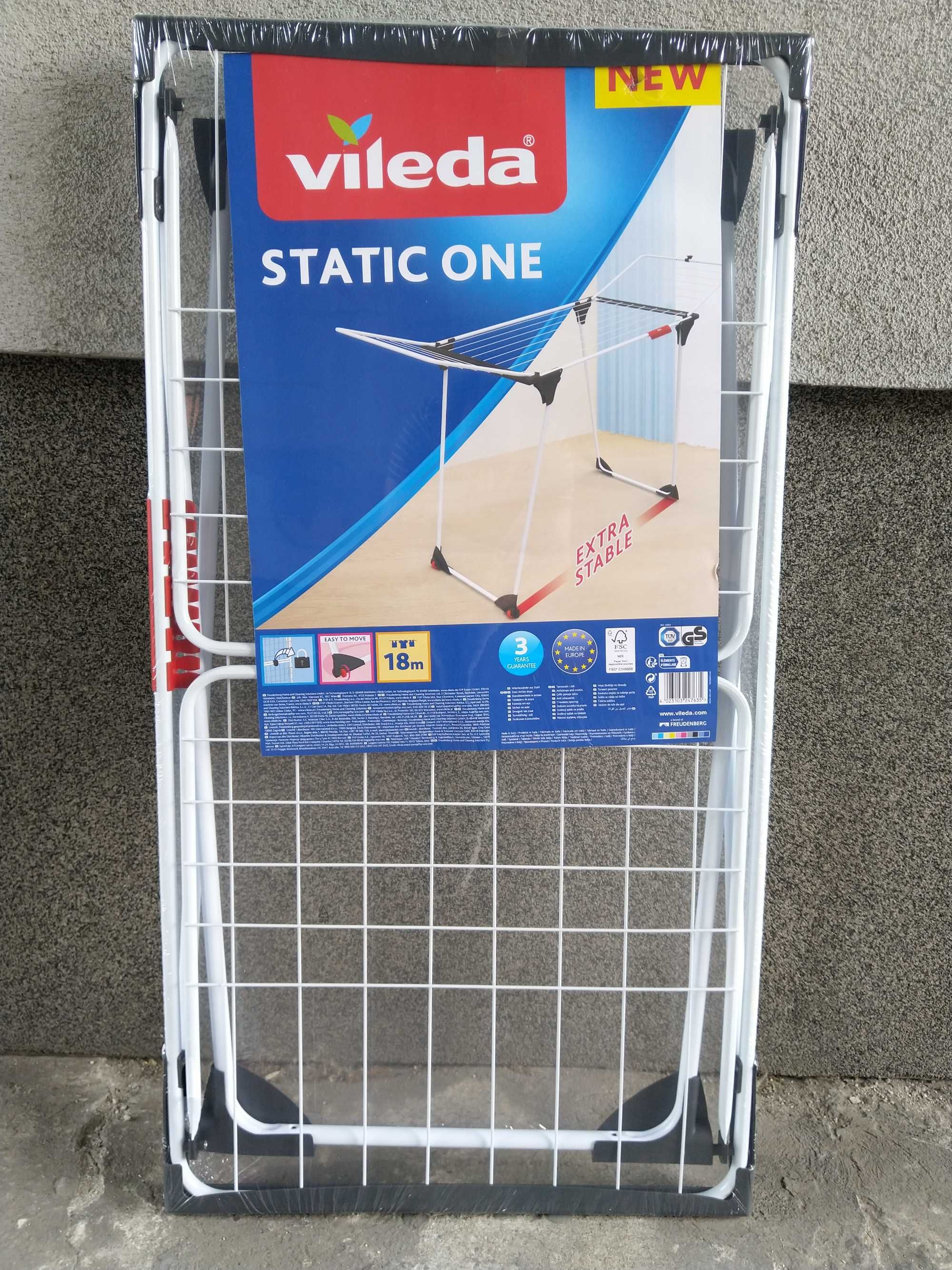 HIT Suszarka na bieliznę pranie ubrania STATIC ONE kółeczka + uchwyt