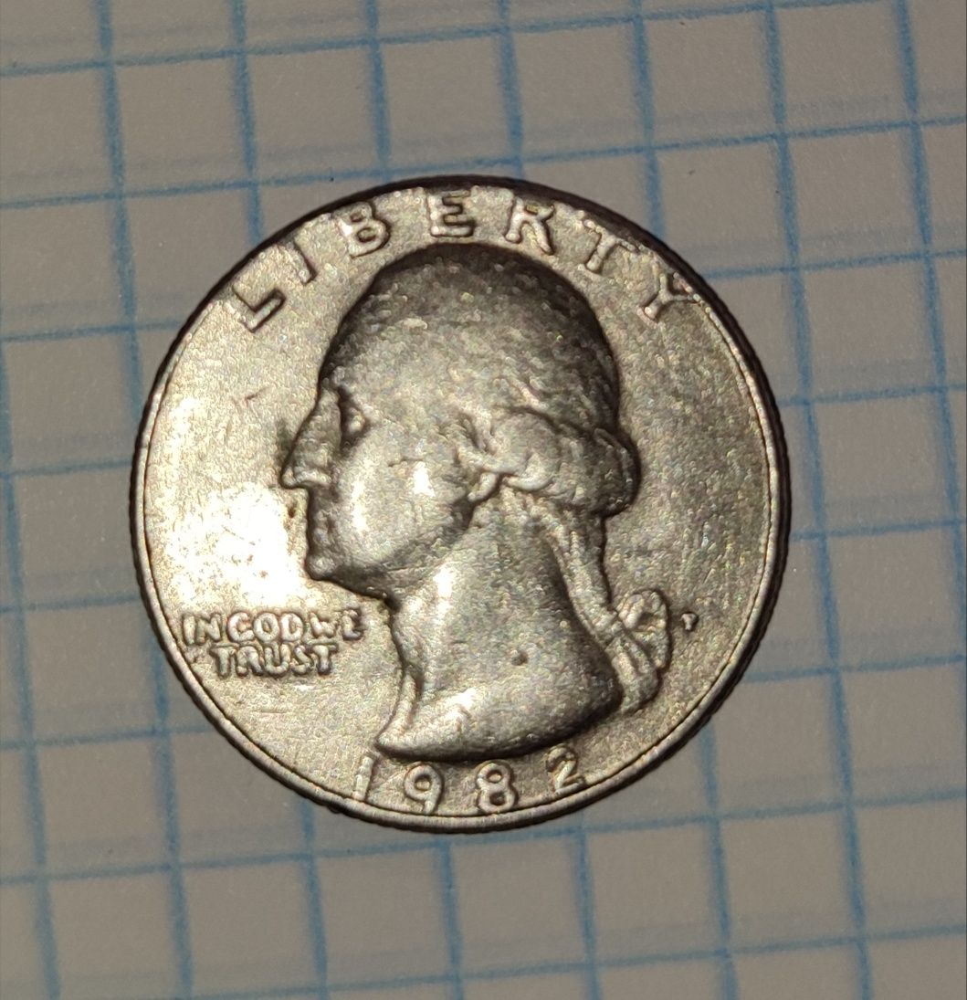 25 центів (quarter dollar) 1982 року перевертиш