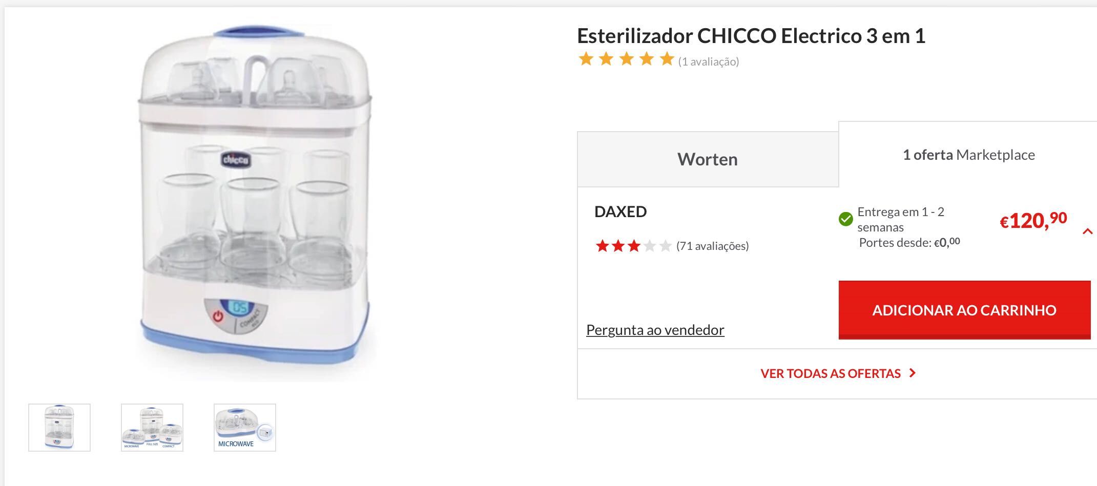 Esterilizador chicco digital 3 em 1