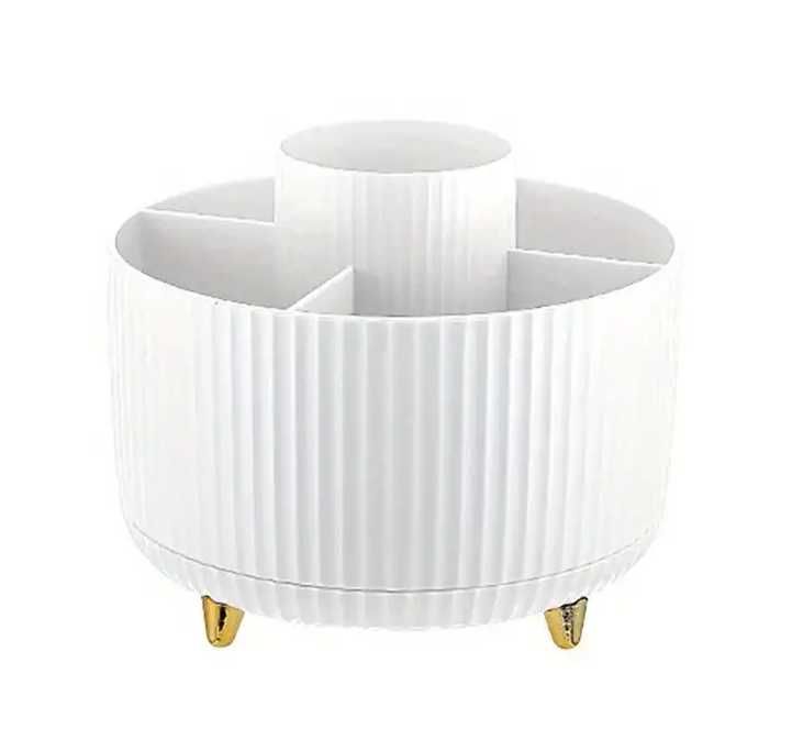 Biały obrotowy organizer na kosmetyki pędzle do makijażu kredki