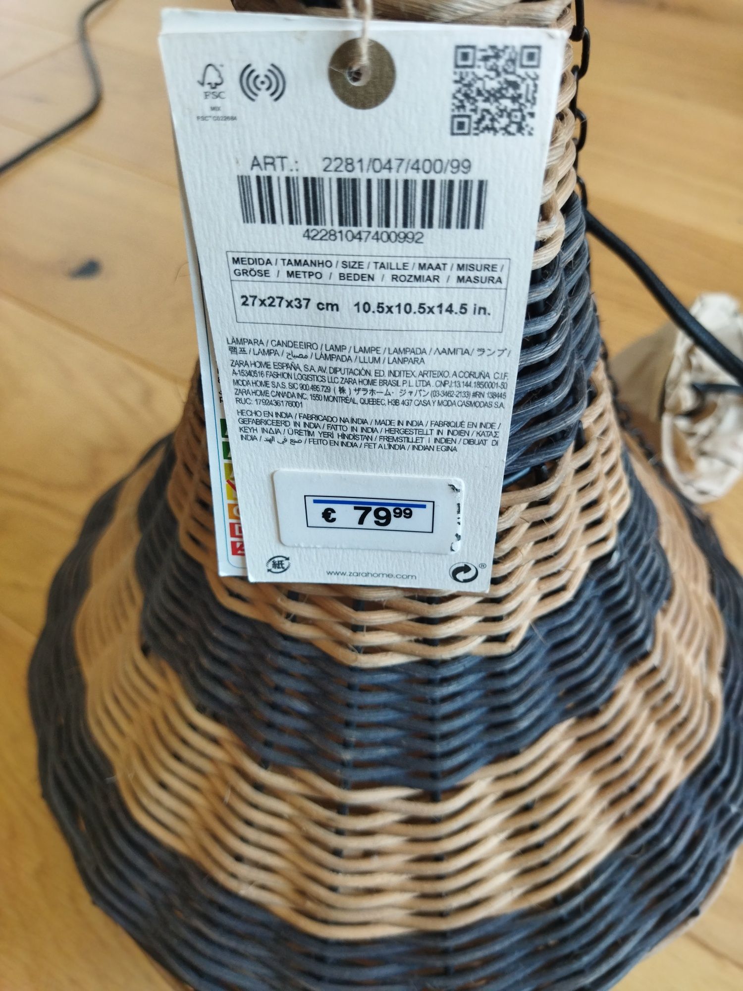 Lampa industrialna Zara Home wiklina