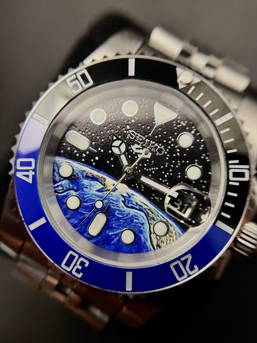 Customowy Zegarek Automatyczny „Seiko mod - Submariner Planeta Ziemia”