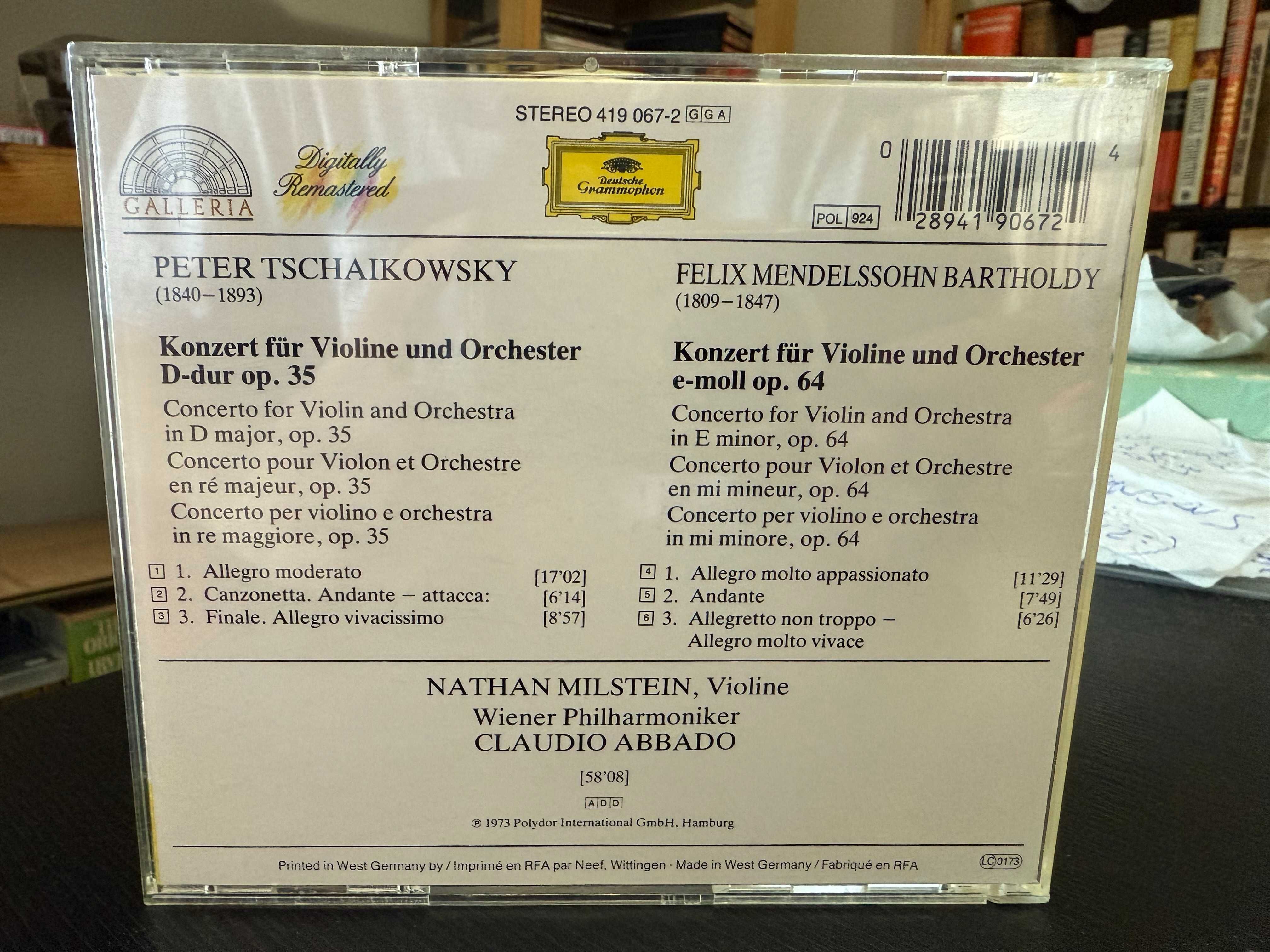Tchaikovsky, Mendelssohn – Violinkonzerte – Nathan Milstein, C. Abbado