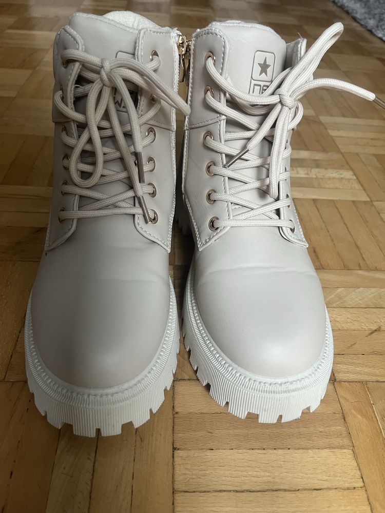 Buty botki trapery bezowe nowe ocieplane 37