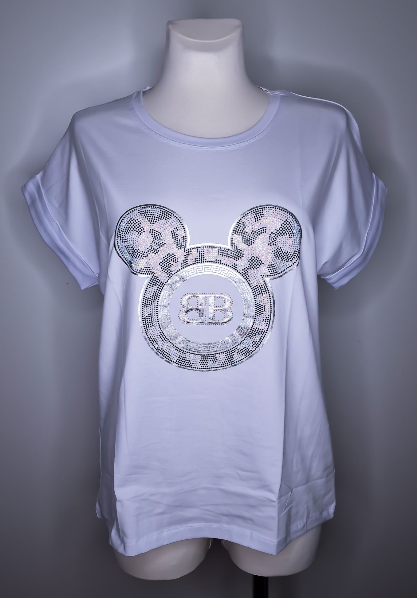 Freestyle bluzka tshirt biała Miki cyrkonie uni nowa