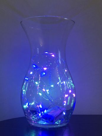 Szklany wazon + lampki