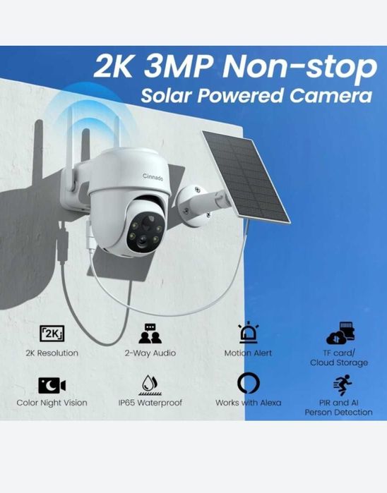 Kamera obrotowa z solarem Cinnado 2K 3MP WiFi