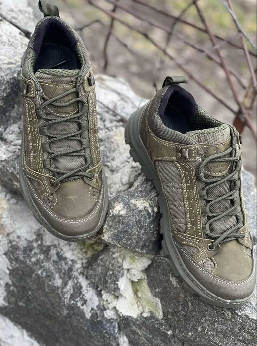 Тактические демисезонные армейские кроссовки ВСУ кожаные койот военные