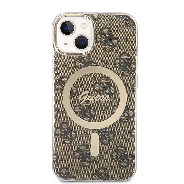 Zestaw Guess GUBPP14SH4EACSW Case+ Charger iPhone 14/6,1" brązowy/brow