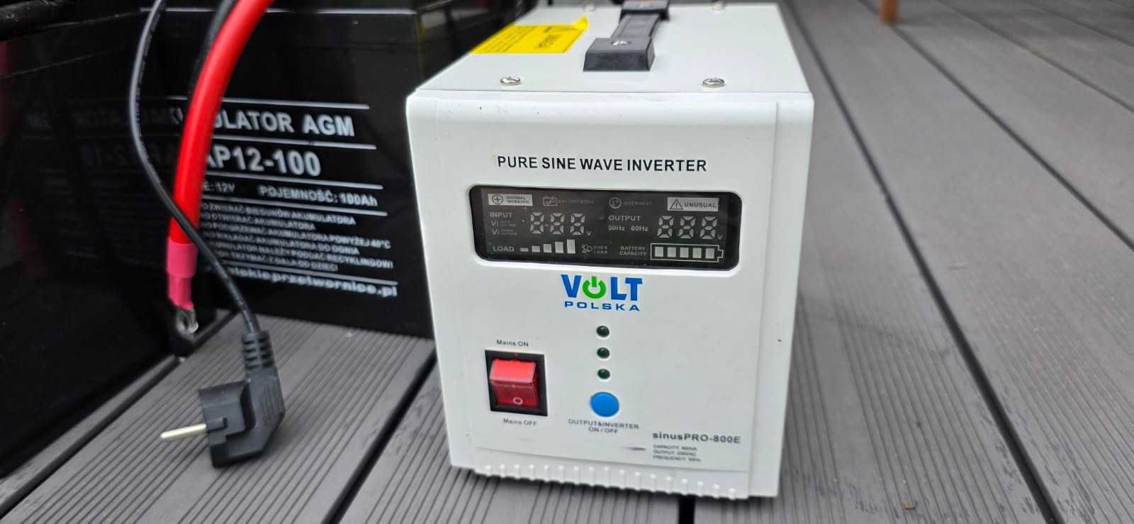 Zasilacz awaryjny sinusPRO 800 E 12V Piec CO, UPS, Aku 2 x AGM 100AH