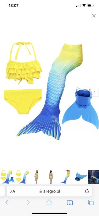Zestaw strój kąpielowy syrenki i monopłetwa 128