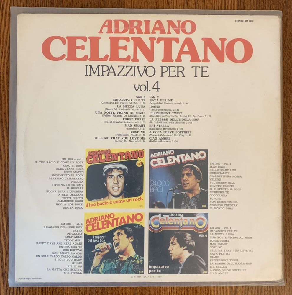 Adriano Celentano ‎– Impazzivo Per Te - Vol. 4