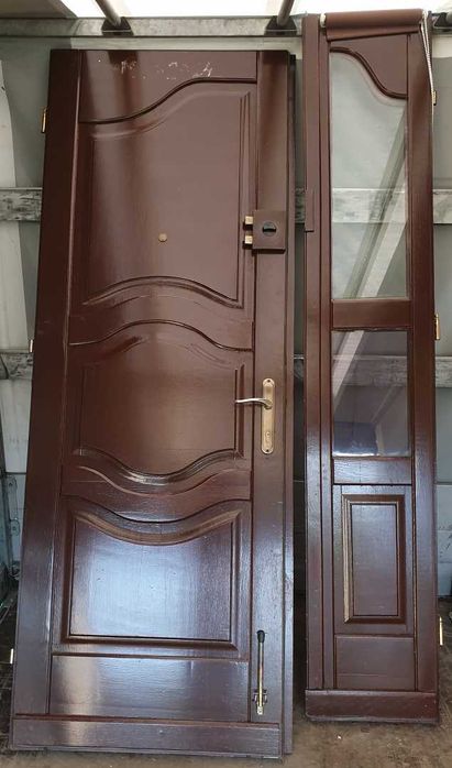 Drzwi dębowe zewnętrzne wejściowe dwuskrzydłowe drewniane rzeźbione