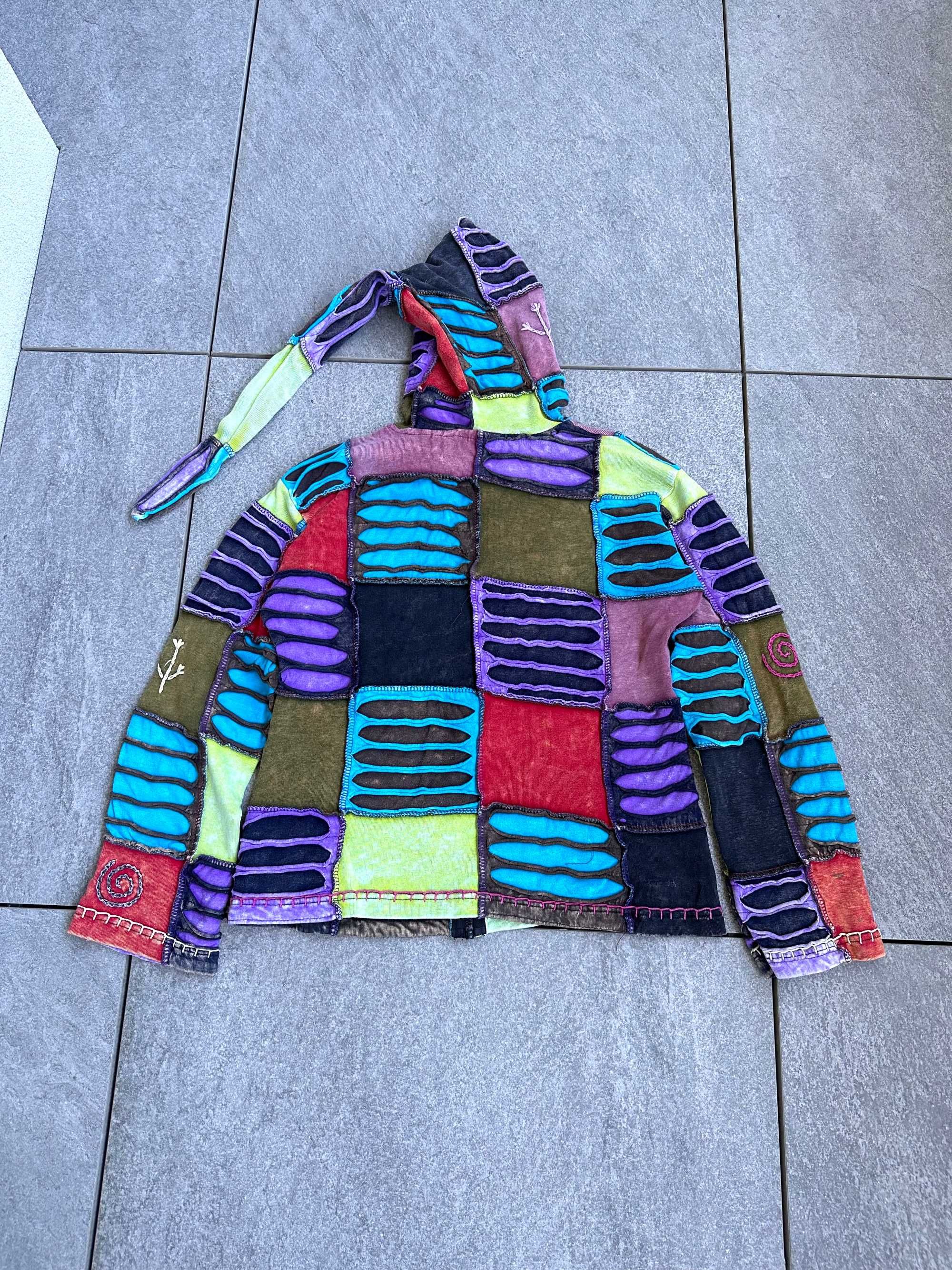 Bluza vintage Nepal krasnal pajac hippie retro rozpinana r. M