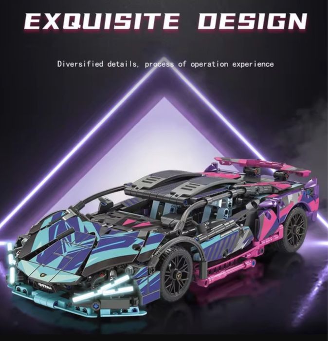 Контсруктор 1300дет спортивная машина 36*17см lego черная  technic