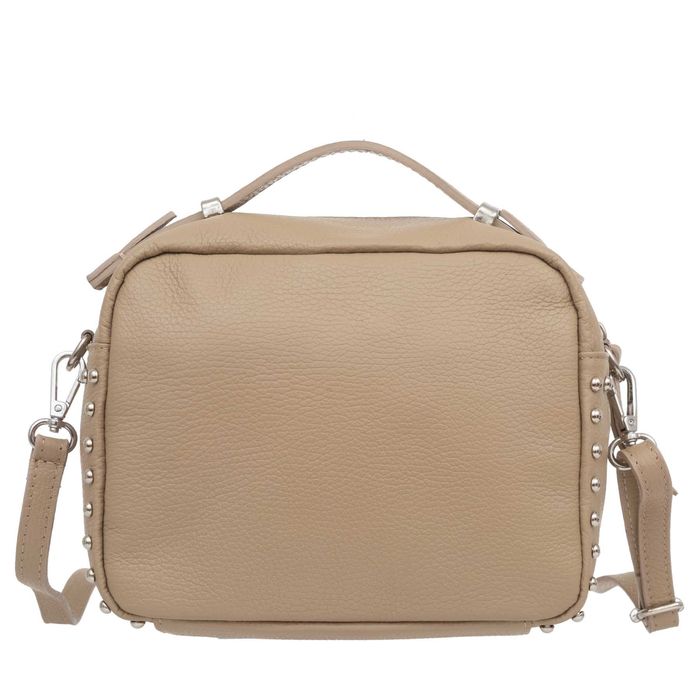 VERA PELLE torebka damska skórzana listonoszka z paskiem V167 biała