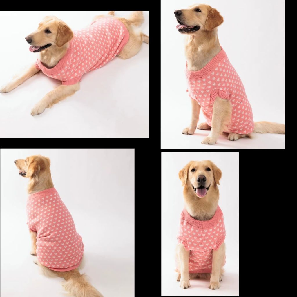 Camisola para cao - cor de rosa com corações