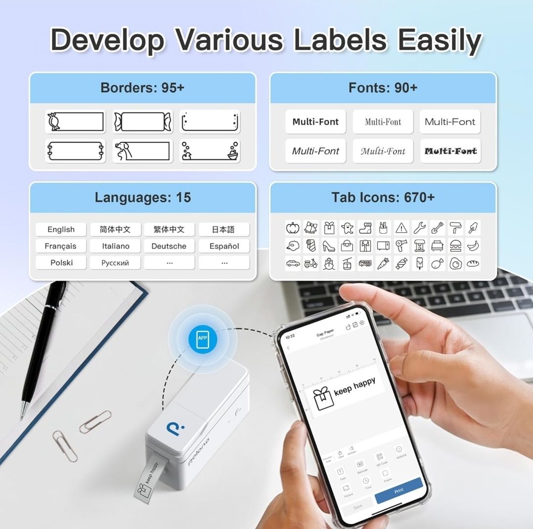 Przenośna drukarka etykiet Bluetooth POLONO P31S