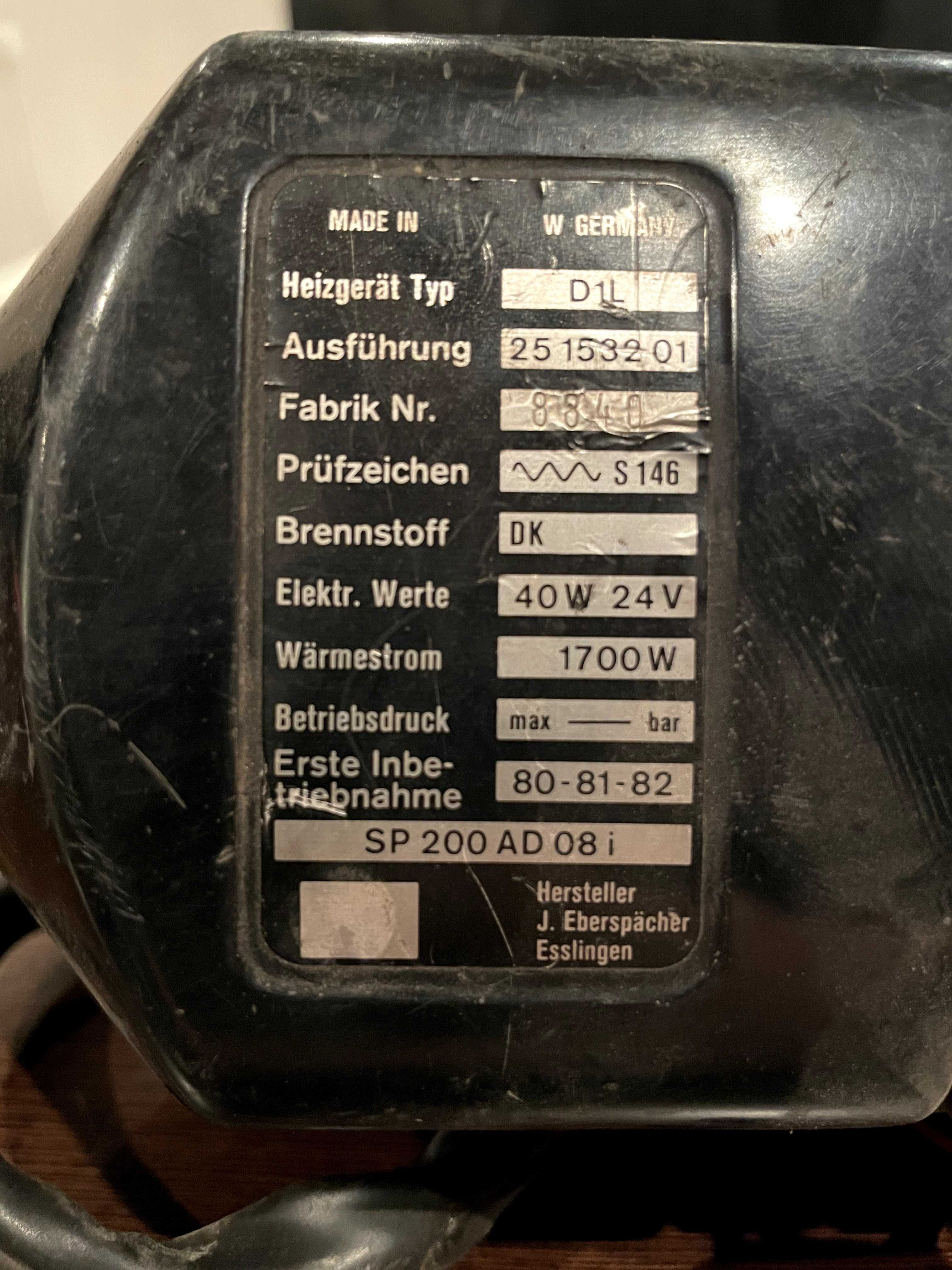 Webasto Eberspacher D1L SP200AD08i, 1700W/40W~24V