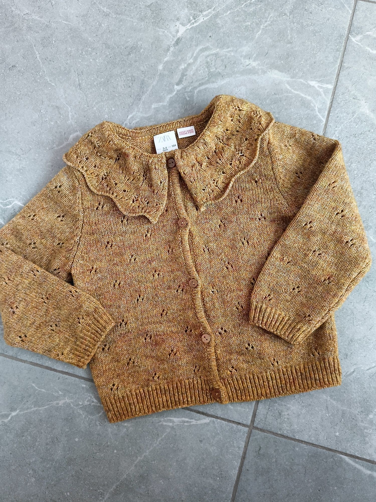 Кардиган Zara для дівчинки, кофта на гудзиках з комірцем, 104 розмір