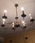 Lampa, Żyrandol mosiężny sześcioramienny + żarówki gratis