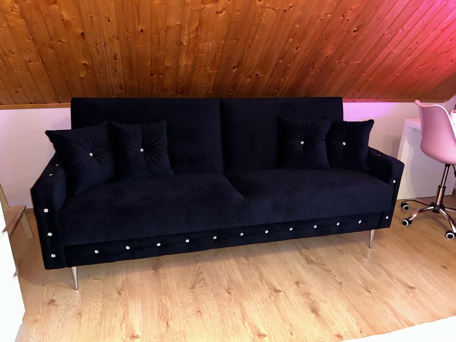 Sofa rozkladana welurowa wymiary 212 cm, spanie 190x116