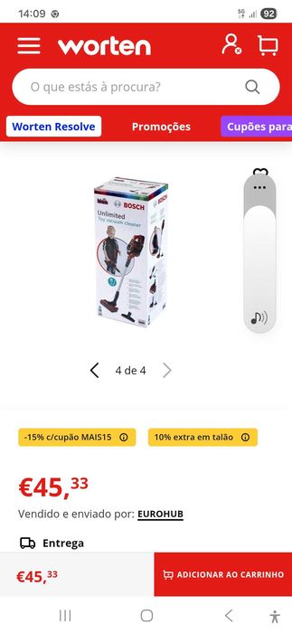 Vendo aspirador infantil Boch a pilhas