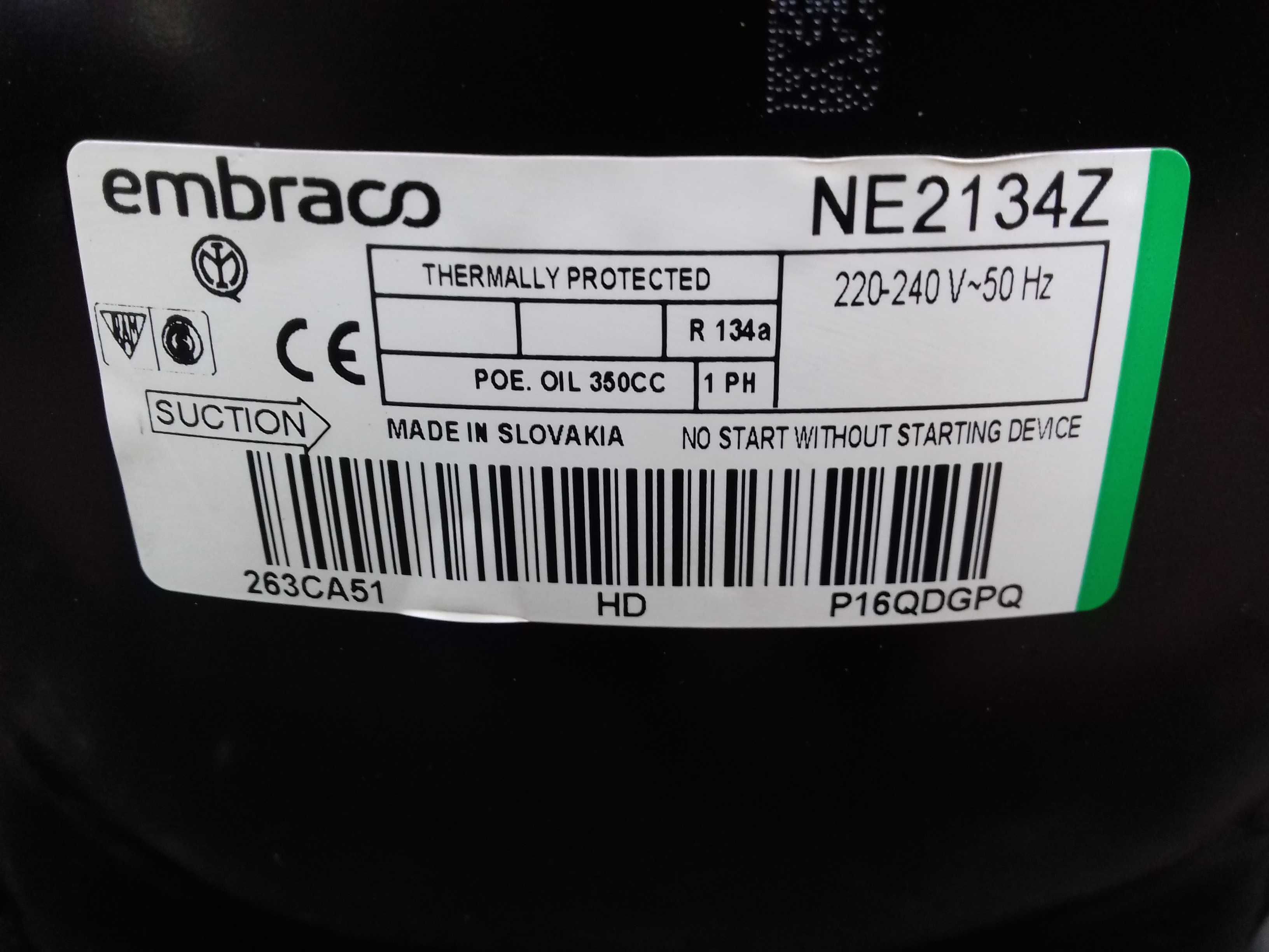 Sprężarka chłodnicza, agregat EMBRACO NE2134Z na czynnik R134a.Wysyłka