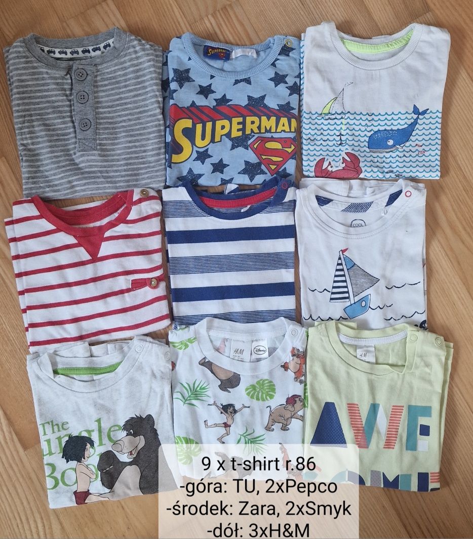 9 x t-shirt chłopięcy r. 86