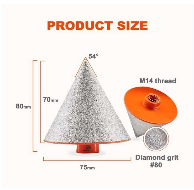 Stożek diamentowy do gresu 75mm M14 BRSCHNITT