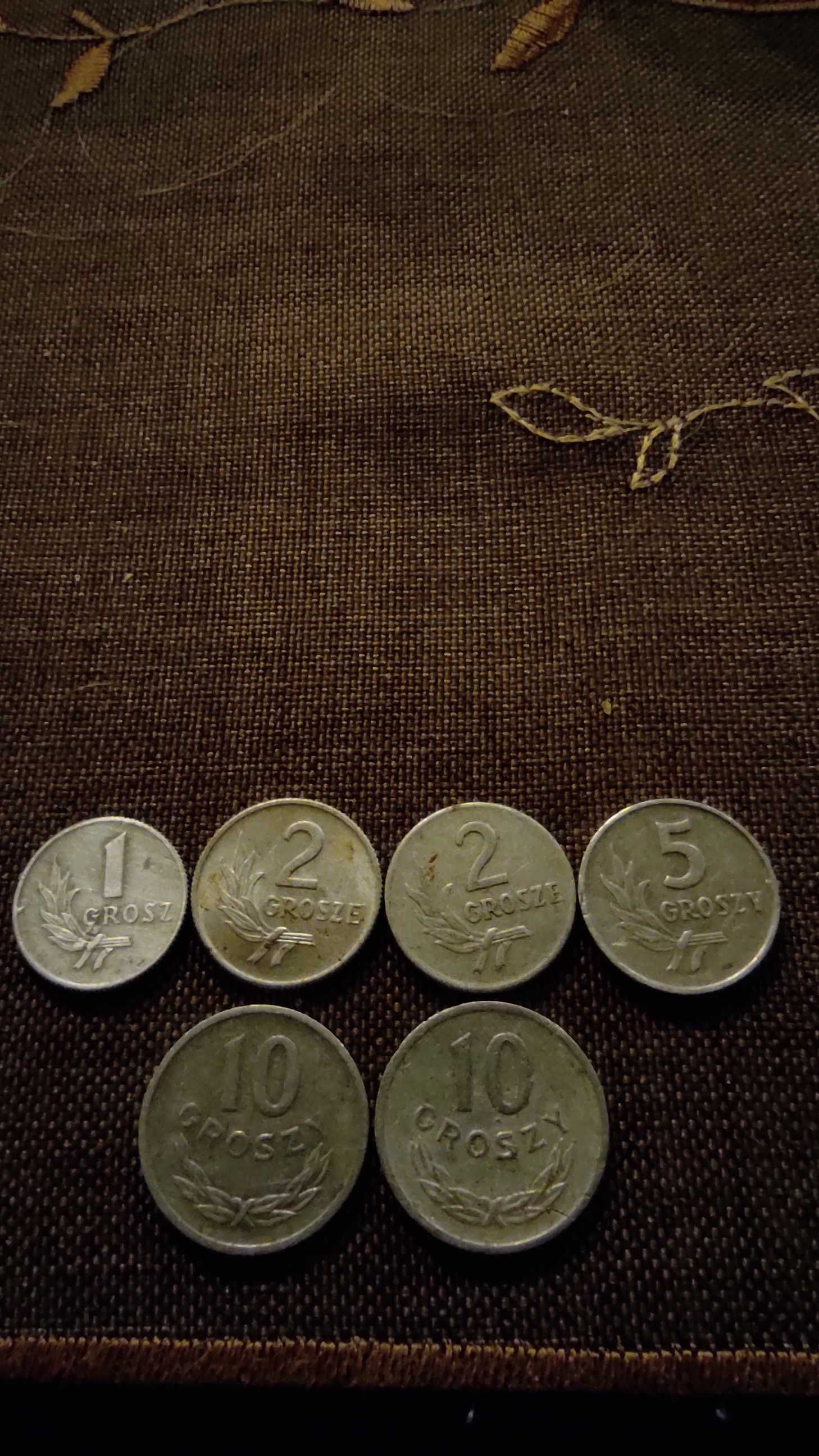 1gr.destrukt bez znak mennicy, 2×2gr 5gr  2×10gr z 1949 r  i 1974r bez