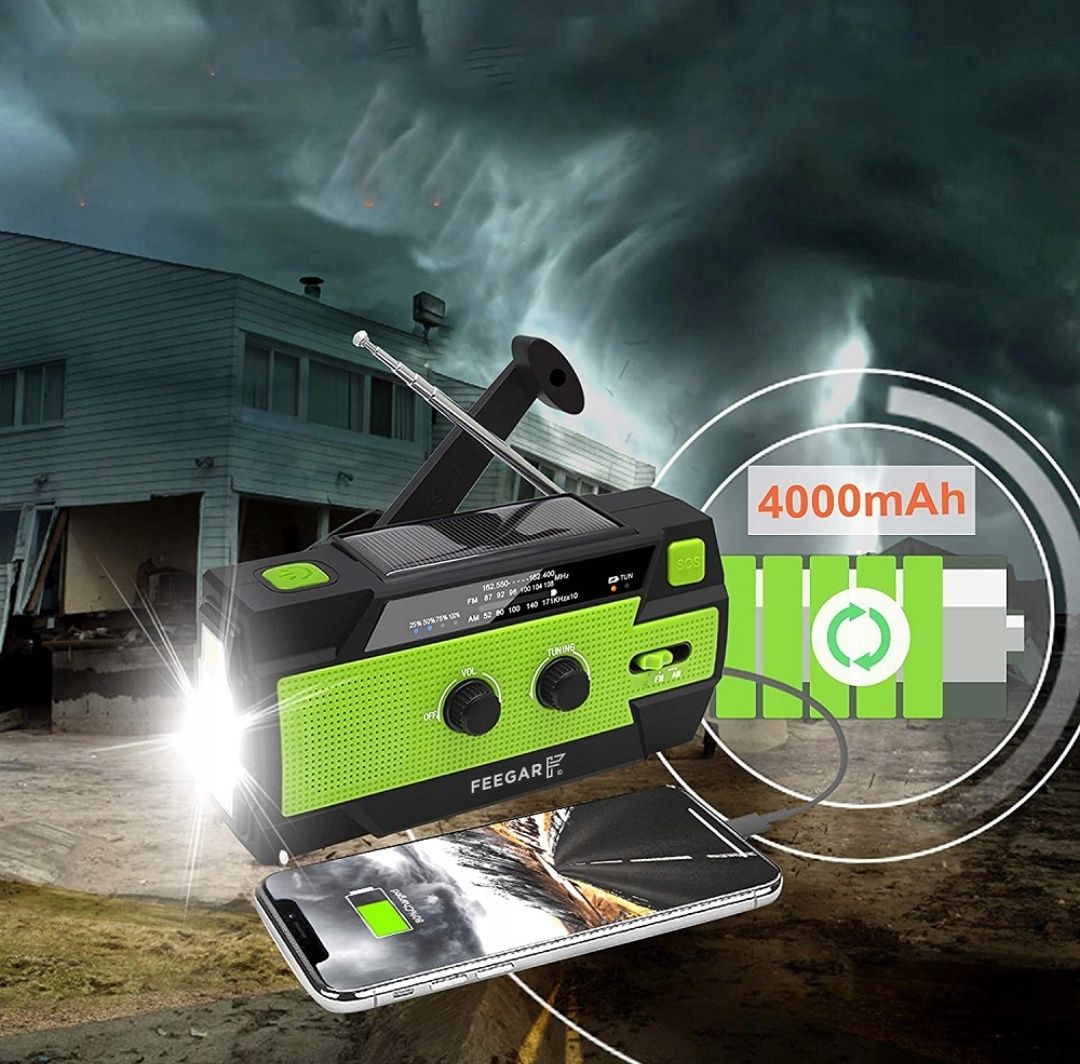 Feegar radio FM budowlane przenośne awaryjne sieciowe powerbank4000mah