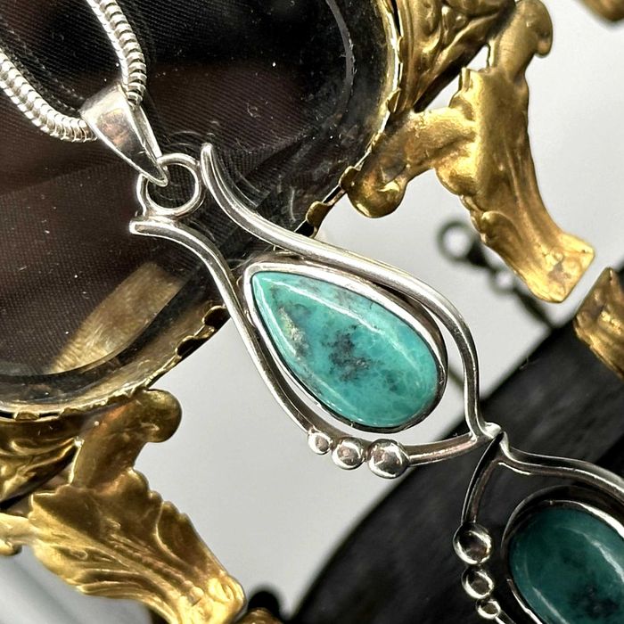 Srebro - Srebrna przywieszka do łańcuszka z Turkusem - próba 925