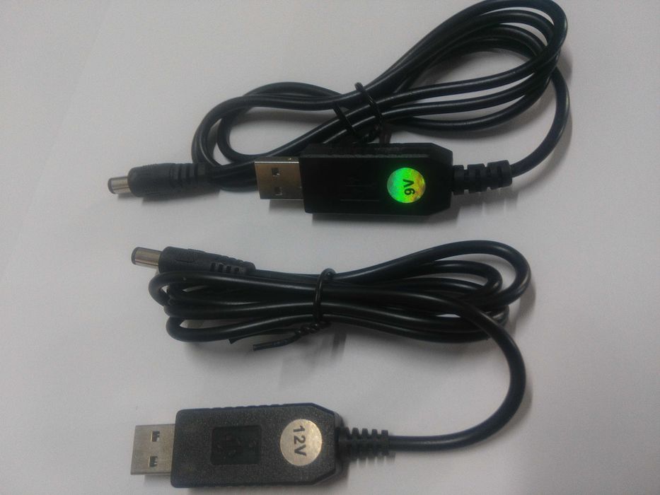 Кабель перехідник USB - 5.5x2.1мм 1м, 5в-(9-12)в.Для роутера.