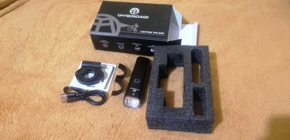 Latarka rowerowa OFFBONDAGE 1000LM, nowa, pełen komplet, Power Bank