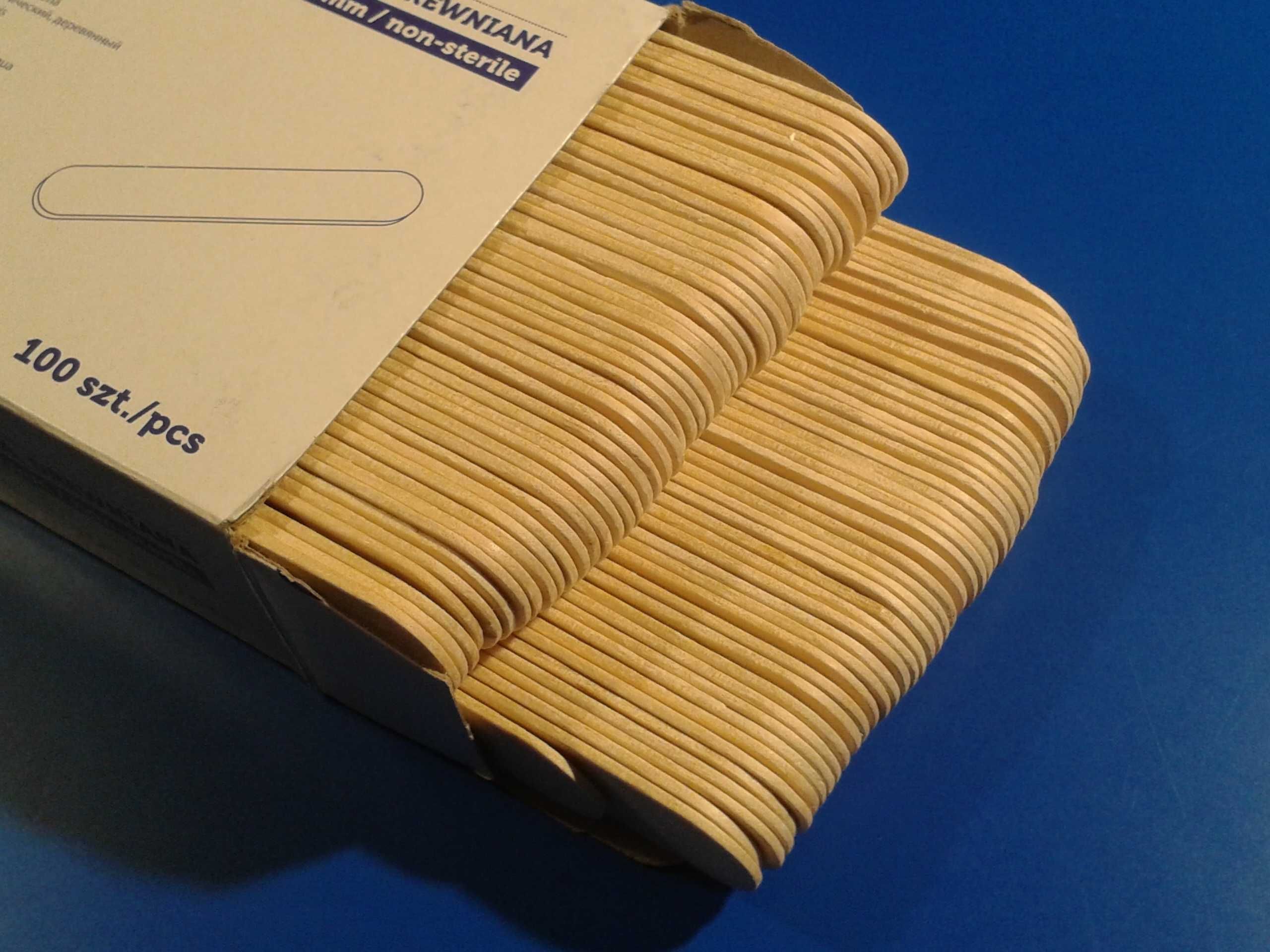 Szpatułki patyczki drewniane do depilacji wosku 100szt duże 15cm/18mm